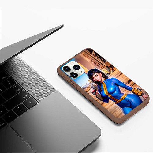 Чехол iPhone 11 Pro матовый Девушка из фалаута / 3D-Коричневый – фото 3