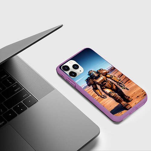 Чехол iPhone 11 Pro матовый Fallout power / 3D-Фиолетовый – фото 3