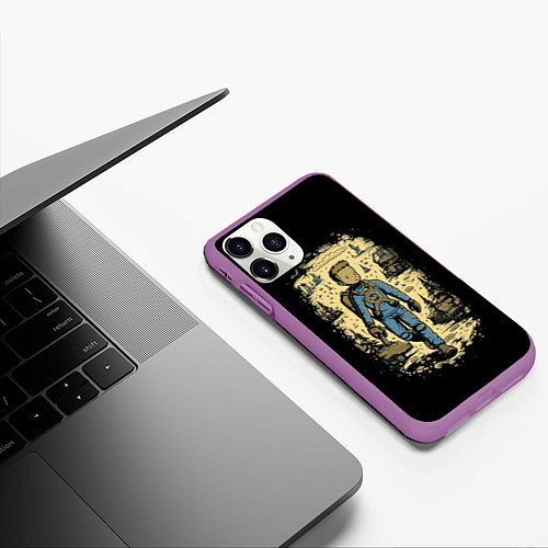 Чехол iPhone 11 Pro матовый Мальчик из Фалаута / 3D-Фиолетовый – фото 3