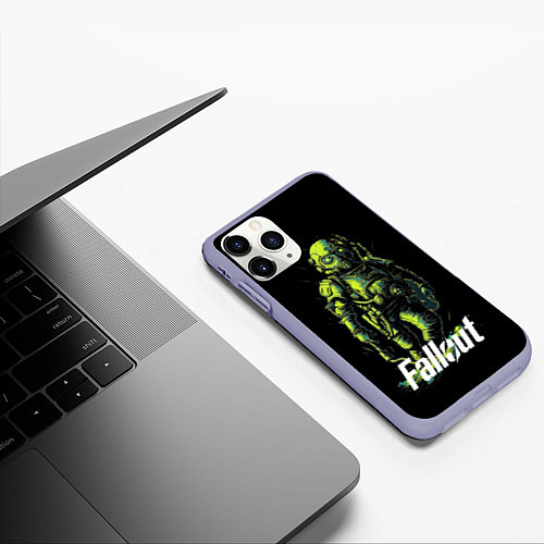 Чехол iPhone 11 Pro матовый Fallout green / 3D-Светло-сиреневый – фото 3