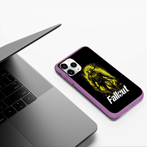 Чехол iPhone 11 Pro матовый Fallout green style / 3D-Фиолетовый – фото 3