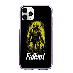 Чехол iPhone 11 Pro матовый Fallout green style, цвет: 3D-светло-сиреневый