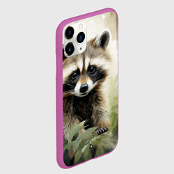 Чехол iPhone 11 Pro матовый Енот акварель, цвет: 3D-фиолетовый — фото 2