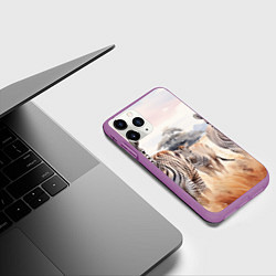 Чехол iPhone 11 Pro матовый Зебры акварель, цвет: 3D-фиолетовый — фото 2