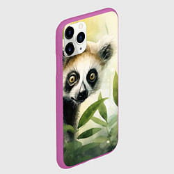 Чехол iPhone 11 Pro матовый Лемур акварель, цвет: 3D-фиолетовый — фото 2