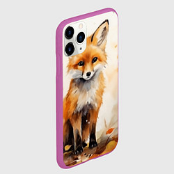 Чехол iPhone 11 Pro матовый Лиса в осеннем лесу акварель, цвет: 3D-фиолетовый — фото 2