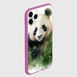 Чехол iPhone 11 Pro матовый Панда акварель, цвет: 3D-фиолетовый — фото 2