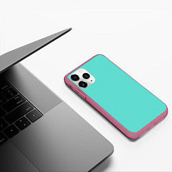 Чехол iPhone 11 Pro матовый Цвет Тиффани, цвет: 3D-малиновый — фото 2