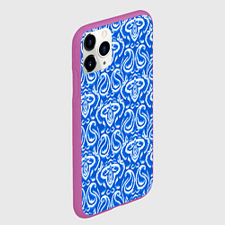 Чехол iPhone 11 Pro матовый Синий этнический орнамент, цвет: 3D-фиолетовый — фото 2