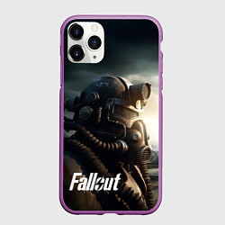 Чехол iPhone 11 Pro матовый Fallout man game, цвет: 3D-фиолетовый