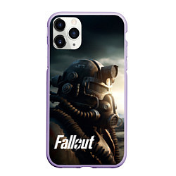 Чехол iPhone 11 Pro матовый Fallout man game, цвет: 3D-светло-сиреневый