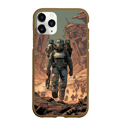 Чехол iPhone 11 Pro матовый Fallout пустоши, цвет: 3D-коричневый