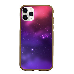 Чехол iPhone 11 Pro матовый Разноцветный космос - неоновое свечение, цвет: 3D-коричневый
