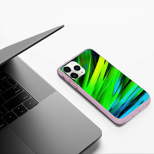 Чехол iPhone 11 Pro матовый Green abstract / 3D-Розовый – фото 3