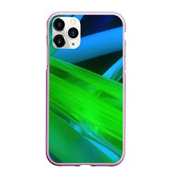 Чехол iPhone 11 Pro матовый Blue green abstract, цвет: 3D-розовый
