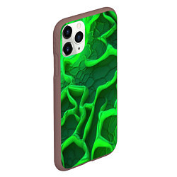 Чехол iPhone 11 Pro матовый Объемные зеленые линии, цвет: 3D-коричневый — фото 2