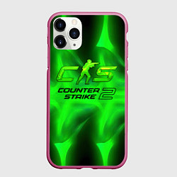 Чехол iPhone 11 Pro матовый Counter strike 2 green logo, цвет: 3D-малиновый