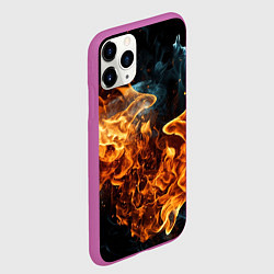 Чехол iPhone 11 Pro матовый Пламя огня фон, цвет: 3D-фиолетовый — фото 2