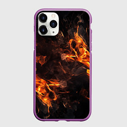 Чехол iPhone 11 Pro матовый Огонь и дым, цвет: 3D-фиолетовый
