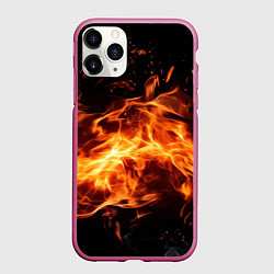 Чехол iPhone 11 Pro матовый Огненная текстура, цвет: 3D-малиновый