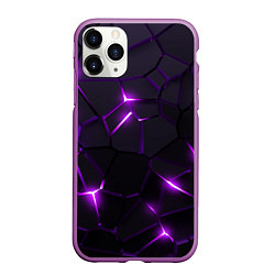 Чехол iPhone 11 Pro матовый Неоновые плиты с фиолетовым свечением, цвет: 3D-фиолетовый