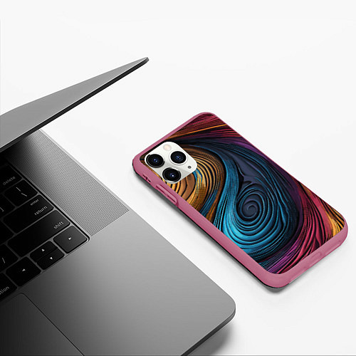 Чехол iPhone 11 Pro матовый Gradient madness / 3D-Малиновый – фото 3