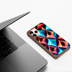 Чехол iPhone 11 Pro матовый Разноцветные объёмные ромбы узор, цвет: 3D-коричневый — фото 2