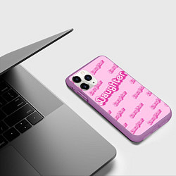 Чехол iPhone 11 Pro матовый Дочь в стиле барби - розовый паттерн, цвет: 3D-фиолетовый — фото 2