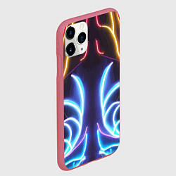 Чехол iPhone 11 Pro матовый Зеркальный неоновый паттерн - нейросеть, цвет: 3D-малиновый — фото 2