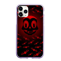 Чехол iPhone 11 Pro матовый Красная черепушка, цвет: 3D-светло-сиреневый