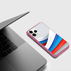Чехол iPhone 11 Pro матовый Российские флаги, цвет: 3D-малиновый — фото 2