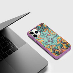 Чехол iPhone 11 Pro матовый Яркий мозаичный узор, цвет: 3D-фиолетовый — фото 2