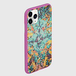 Чехол iPhone 11 Pro матовый Яркий мозаичный узор, цвет: 3D-фиолетовый — фото 2