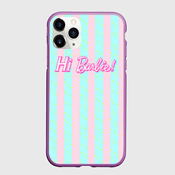 Чехол iPhone 11 Pro матовый Hi Barbie - фраза и костюм Кена, цвет: 3D-фиолетовый