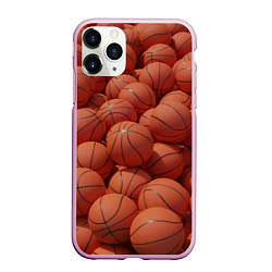 Чехол iPhone 11 Pro матовый Узор с баскетбольными мячами, цвет: 3D-розовый