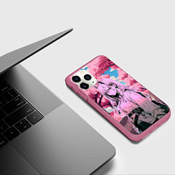 Чехол iPhone 11 Pro матовый Пауэр - Человек бензопила, цвет: 3D-малиновый — фото 2