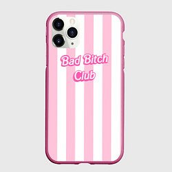 Чехол iPhone 11 Pro матовый Bad Bitch Club - barbie style, цвет: 3D-малиновый
