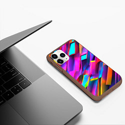 Чехол iPhone 11 Pro матовый Неоновые разноцветные пластины, цвет: 3D-коричневый — фото 2