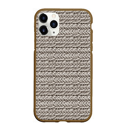 Чехол iPhone 11 Pro матовый Вязанный стиль серая пряжа, цвет: 3D-коричневый