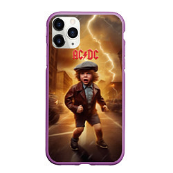 Чехол iPhone 11 Pro матовый ACDC boy, цвет: 3D-фиолетовый