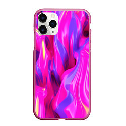 Чехол iPhone 11 Pro матовый Pink blue texture, цвет: 3D-малиновый