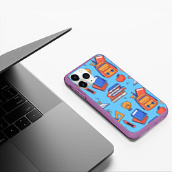 Чехол iPhone 11 Pro матовый Школьный набор, цвет: 3D-фиолетовый — фото 2