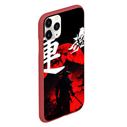 Чехол iPhone 11 Pro матовый Японский самурай и красная луна, цвет: 3D-красный — фото 2