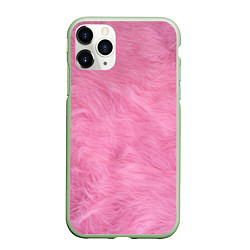 Чехол iPhone 11 Pro матовый Розовая шерсть, цвет: 3D-салатовый