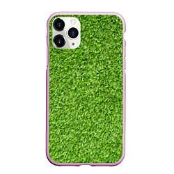 Чехол iPhone 11 Pro матовый Зелёный газон, цвет: 3D-розовый