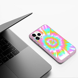 Чехол iPhone 11 Pro матовый Tie-Dye кислотный в стиле барби, цвет: 3D-розовый — фото 2