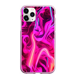 Чехол iPhone 11 Pro матовый Pink neon abstract