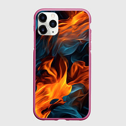 Чехол iPhone 11 Pro матовый Пламя огня, цвет: 3D-малиновый