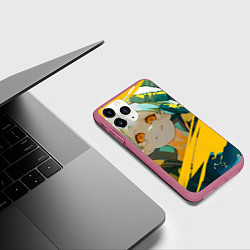 Чехол iPhone 11 Pro матовый Cyberpunk Edgerunners Ребекка, цвет: 3D-малиновый — фото 2