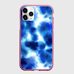 Чехол iPhone 11 Pro матовый Акварельные абстрактные пятна напоминающие космос, цвет: 3D-малиновый